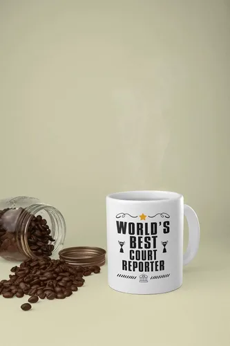 Vista 6 de Casitika Regalos para reportero de la corte. Taza de café de informes judiciales de 11 onzas. El mejor reportero del mundo. Idea de regalo