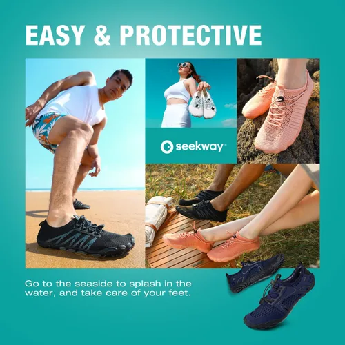 Vista 7 de SEEKWAY - Zapatos de agua unisex, de secado rápido, tipo calcetín y con sensación de pies descalzos para adultos ideales para playa, natación, río