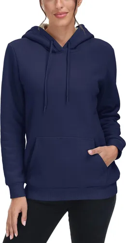 Vista 2 de TACVASEN Sudadera con capucha de algodón para mujer, de corte clásico, con bolsillos, informal, con forro polar