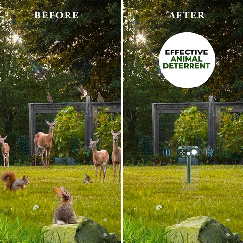 Vista 6 de Repelente ultrasónico de animales alimentado por energía solar, sistema de detección de movimiento impermeable, patio, granja, jardín, disuasorio al