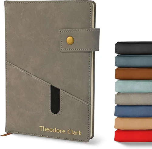 Vista 8 de Promot Cuaderno Personalizado - Diario en Cuero A5 con Páginas Rayadas para Hombres y Mujeres - Cuaderno Ejecutivo de Tapa Dura, Diario Diario