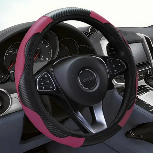 Vista 8 de Funda para volante de automóvil, protector de volante elástico de cuero de microfibra, antideslizante, transpirable, agarre cómodo, universal de 15