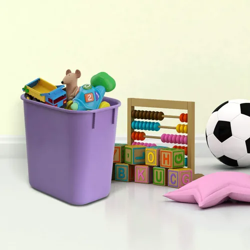 Vista 6 de Acrimet Papelera para escritorio, 3.25 galones, 13 cuartos de galón, 12 litros, basurero (plástico) (color morado) (juego de 4)
