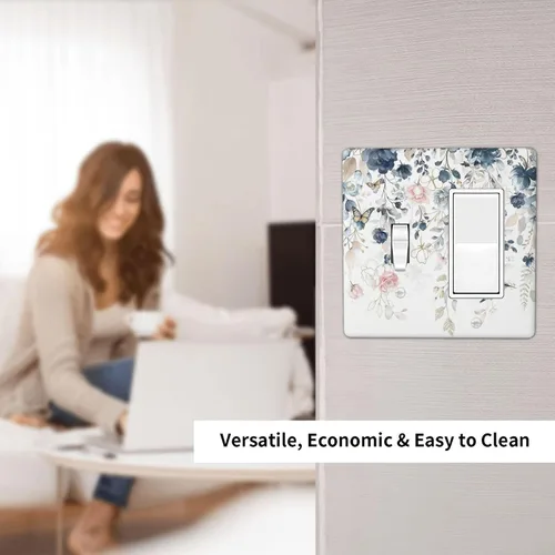 Vista 81 de Decorative Outlet Covers Blue Background White Cat Daisy Floral 2-Gang 1-Gang Wall Plate Single Toggle/Rocker Farmhouse Style Light Switch Covers