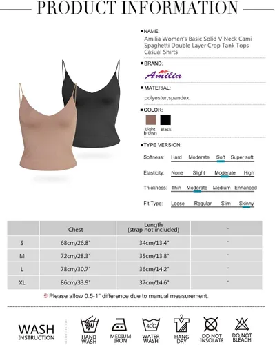 Vista 6 de Amilia - Camiseta sin mangas básica para mujer, cuello en V profundo, de doble capa, estilo casual