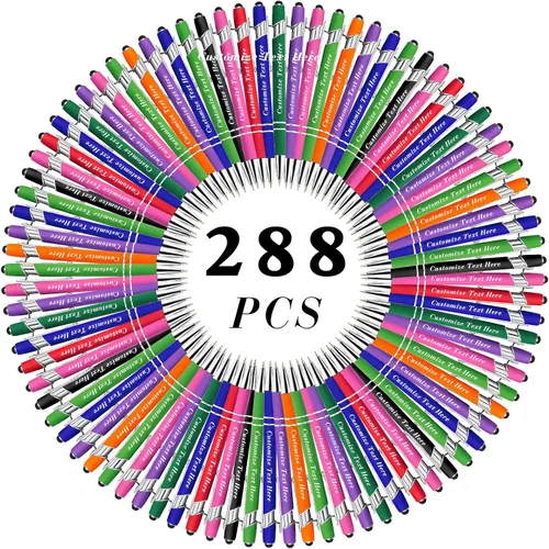 Vista 88 de Bolígrafos personalizados a granel con punta de lápiz capacitivo, 12 bolígrafos personalizados con logotipo de mensaje con nombre, bolígrafos