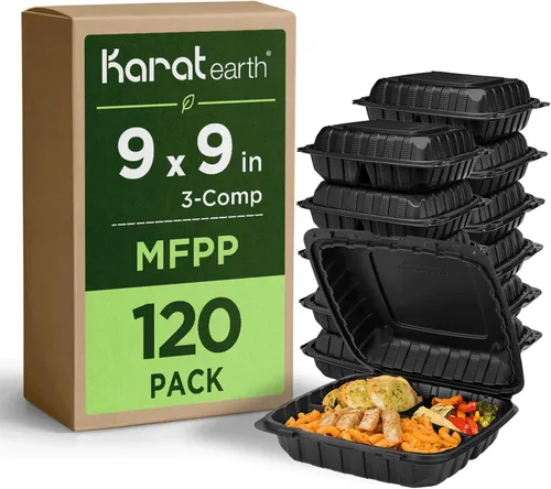 Vista 9 de KARAT EARTH Clamshell - Recipientes de alimentos para llevar [6 x 6 pulgadas - 400 quilates] para llevar, aptos para microondas, congelador