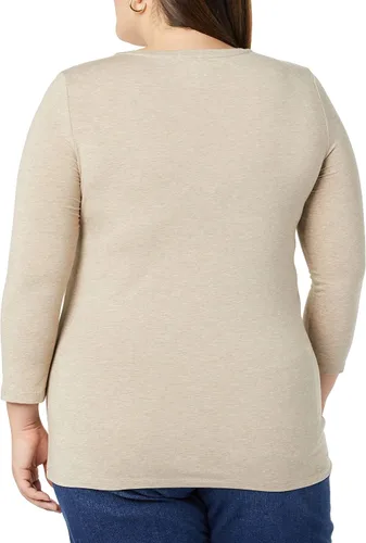 Vista 5 de Tienda Essentials Camiseta de manga 34 con cuello en V para mujer (disponible en tallas grandes), varios paquetes