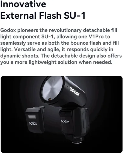 Vista 3 de Godox V1 Pro C V1Pro-C Flash con anillo magnético y kit difusor para cámara Canon 76Ws 2.4G HSS TTL, subflash desmontable, tiempo de reciclaje