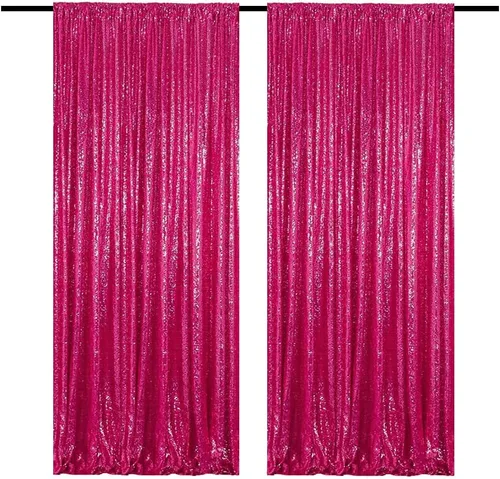 Vista 48 de Cortinas de Fondo de Lentejuelas Negras Cortinas Brillantes con Purpurina 2FTx8FT 2 Paneles para Decoraciones de Bodas Fiestas de Cumpleaños