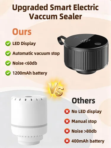 Vista 4 de Kit de sellador al vacío eléctrico de tarros Mason – Sellador al vacío de mano 2 en 1 para tarros de conservas y bolsas de Sous Vide, sellador