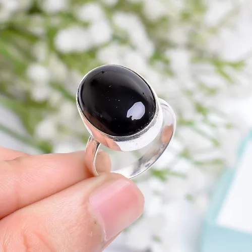 Vista 2 de Black Onyx Gemstone 925 Sterling Silver RingsWedding RingsEngagement RingsGemstone Rings