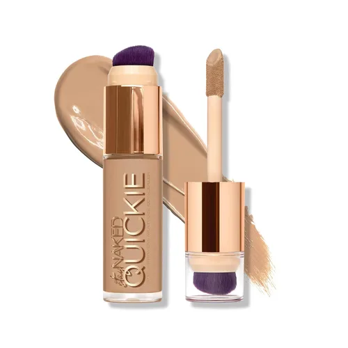 Vista 14 de Urban Decay Quickie Corrector impermeable de cobertura completa 24 horas, acabado mate natural, vitamina E hidratante, cepillo de pulido de doble