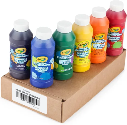 Vista 7 de Crayola Pinturas lavables para dedos (6 unidades), suministros de pintura para preescolares y niños pequeños, juego de pintura de dedos para niños