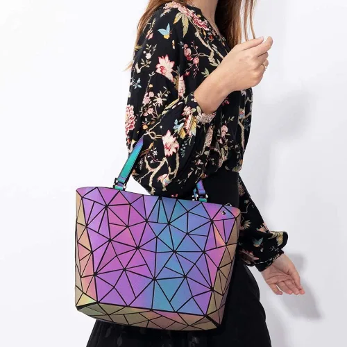 Vista 7 de Handbags Womens Geometric Luminous Purse bags Ladies Top Handle Satchel Bags 1108-5#Luminous