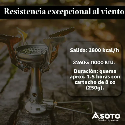 Vista 5 de SOTO Estufa Amicus con o sin estufa de camping encendedor, superior en condiciones de viento, resistente a los golpes y bajo costo con estufa
