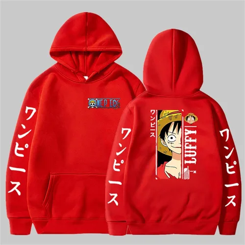 Vista 2 de kangning Sudadera unisex de una pieza con capucha de animé con estampado de Luffy Zoro, sudadera de manga larga para niños