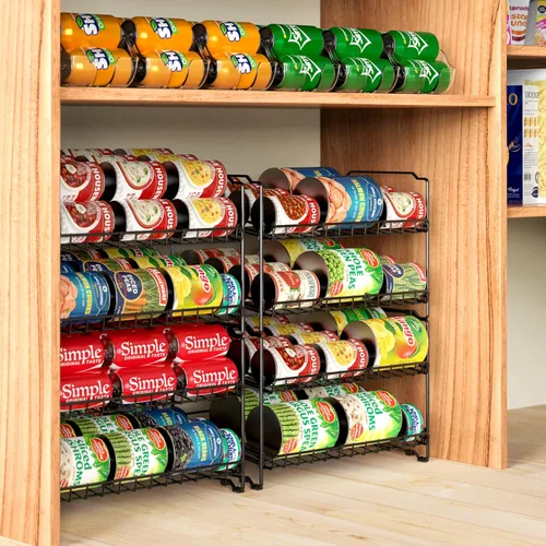 Vista 6 de Simple Houseware Estante apilable para latas de 2 niveles, negro, paquete de 2