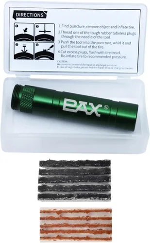 Vista 7 de PAX Kit de reparación de neumáticos de bicicleta sin cámara de 12 piezas, incluye recipiente de almacenamiento, herramienta de enchufe, 10 tiras