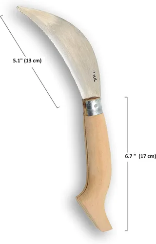 Vista 5 de Hoz de jardín plegable de 12 pulgadas - Herramienta manual para desbrozadora manual de hierba con acero dentado para mantenimiento de césped y jardín