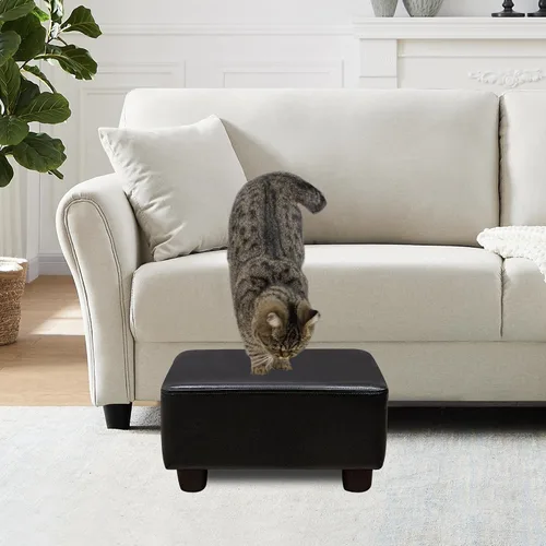 Vista 5 de CAROLMADE Taburete Pequeño Otomana Reposapiés con Patas Bajo el Escritorio Reposapiés para Sala de Estar, Dormitorio y Oficina, Negro