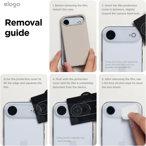 Vista 9 de elago Protector de lente de cámara de vidrio templado compatible con iPhone Air, resistente a los arañazos, antihuellas, fácil instalación