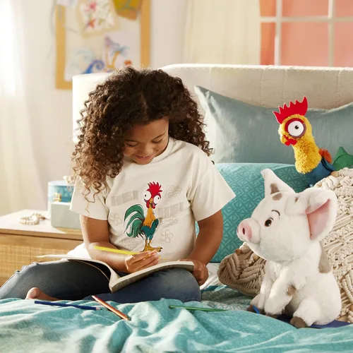 Vista 2 de Disney Store Peluche oficial de Pua, Moana, mediano de 13 pulgadas, personaje icónico de peluche con ojos bordados y características de felpa suave