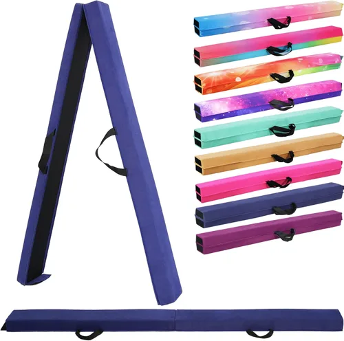Vista 18 de Viga de equilibrio plegable de 6 pies/9 pies para niños de 3 a 15 años - Viga de suelo de gimnasia plegable, antideslizante, bolsa de transporte