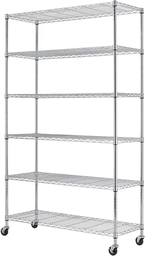 Vista 25 de BestOffice Estantes de almacenamiento de alambre de 4 niveles 12 pulgadas de profundidad x 18 pulgadas de ancho x 44 pulgadas de alto Negro