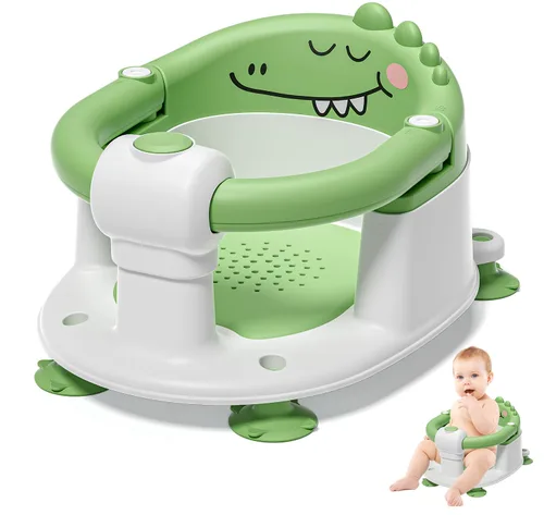 Vista 11 de Asiento de baño para bebés de 5 meses en adelante, asiento de baño antideslizante para sentarse, cojín suave y diseño compacto, asiento de bañera