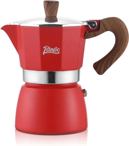 Vista 12 de Estufa para máquina de café expreso, olla de camping Moka de 2 tazas/4.1 fl oz, cafetera italiana de café expreso, fácil de usar (negro)