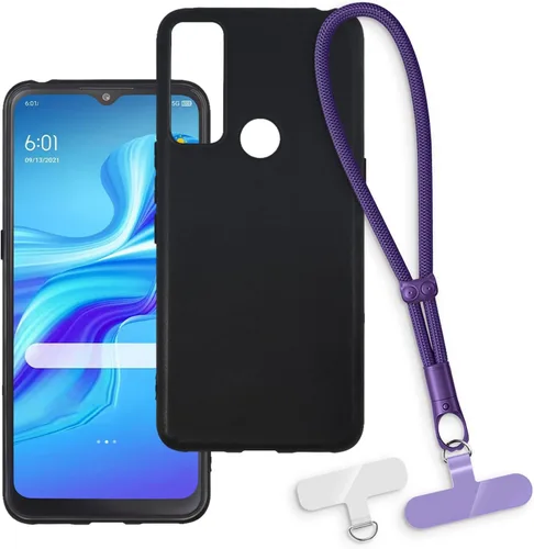 Vista 15 de Estuche y correa de muñeca para TCL 20 A 5G - transparente+negro Funda transparente + correa negra