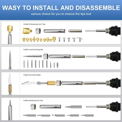 Vista 5 de Kit de Combustión de Madera, Juego de Herramienta de Combustión de Madera con Temperatura Ajustable 200~450 ℃ Kit de Pirografía para Adultos