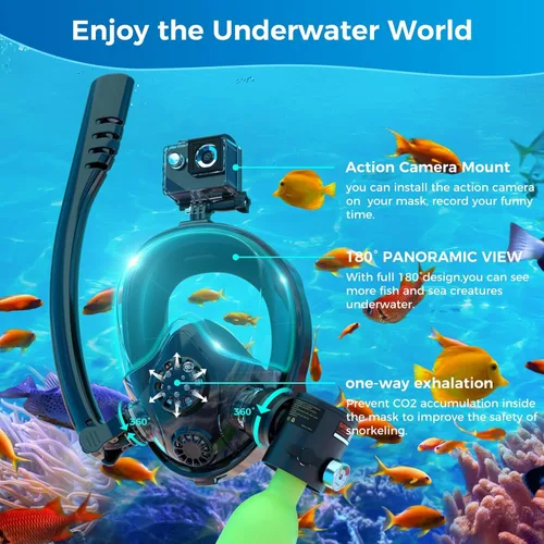 Vista 3 de SMACO Mini tanque de buceo con máscara de esnórquel 0.5L tanque de buceo pequeño portátil con máscara de buceo de cara completa, reutilizable