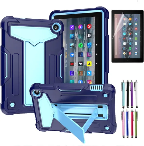 Vista 7 de EpicGadget Funda para tablet Amazon Fire 7 (12ª generación, lanzada en 2022) – Funda híbrida resistente a los impactos con soporte + 1 lápiz