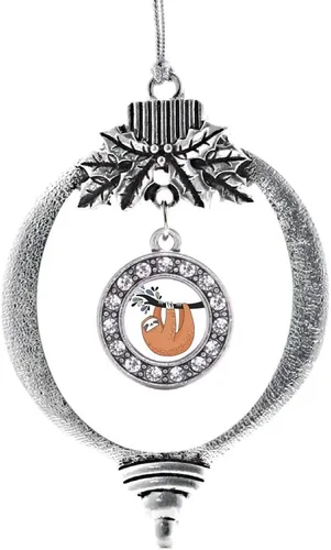 Vista 133 de Inspired Silver - Adorno con dije de cara de carlino - Adornos navideños de círculo de plata con joyas de circonita cúbica