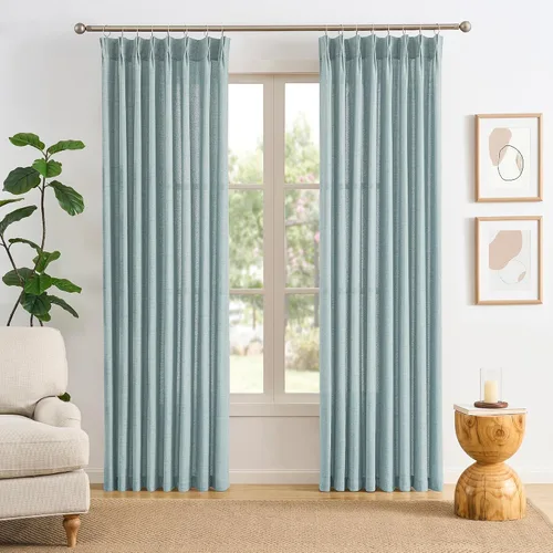 Vista 13 de RAIN CITY - Juego de 2 cortinas de 45 pulgadas de largo con plisado con pellizco, cortinas semitraslúcidas para dormitorio, cuarto de bebé
