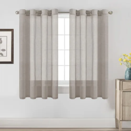 Vista 38 de H.VERSAILTEX Cortinas de lino de mezcla natural para sala de estar/cortinas de lino semitransparentes reductoras de luz de 54 pulgadas de largo
