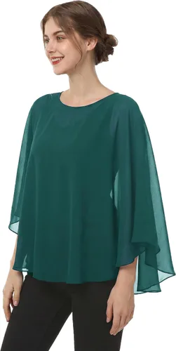 Vista 9 de Capas de gasa para mujer, chales y envolturas para poncho Negro
