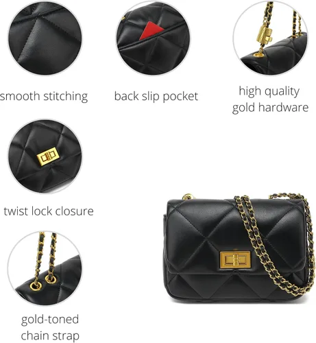 Vista 5 de Scarleton Crossbody Bags for Women, Quilted Shoulder Bag Purse, Gold Chain Crossbody Bag Purses for Women, H2117