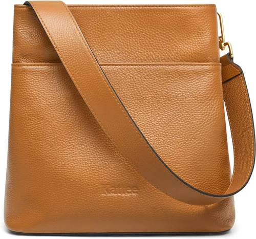 Vista 8 de Kattee Bolsos de mano de cuero para mujer, bolso cruzado de hombro suave mediano con 2 correas