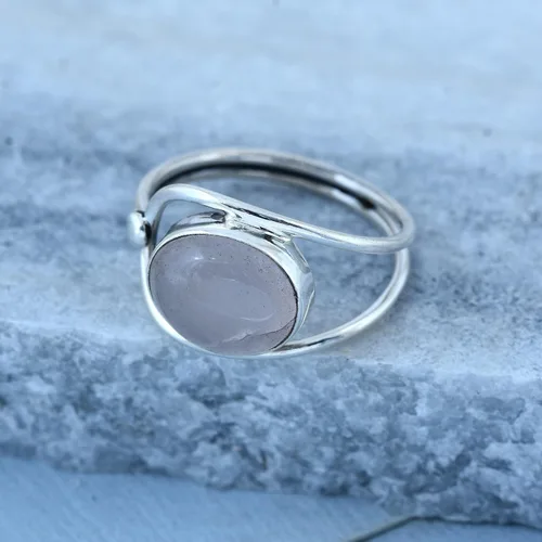 Vista 3 de Anillo de plata de ley 925 para mujer, anillo de piedras preciosas naturales, anillo de aniversario de plata de ley, juego de bisel