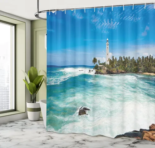 Vista 4 de Ambesonne Decor Collection cortina para regadera de baño de poliéster