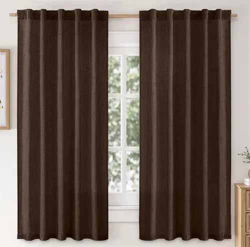 Vista 28 de MIULEE - Cortinas de lino sintético de 96 pulgadas de largo, 2 paneles, cortina semitransparente natural con pestaña trasera, bolsillo para barra