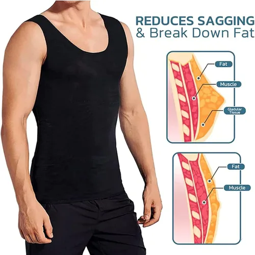 Vista 3 de PAIIDE CGTFY - Camiseta sin mangas de compresión de ginecomastia para hombre (2 unidades, LXL)