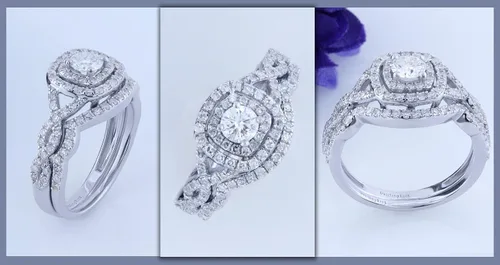 Vista 3 de Dazzlingrock Collection Round White Diamond Bridal Halo Engagement Ring Set for Women (1 ctw, Color I-J, Clarity I1-I3) in Gold