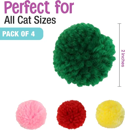 Vista 9 de CatNip pompones de lana, paquete de 4, Color Variado