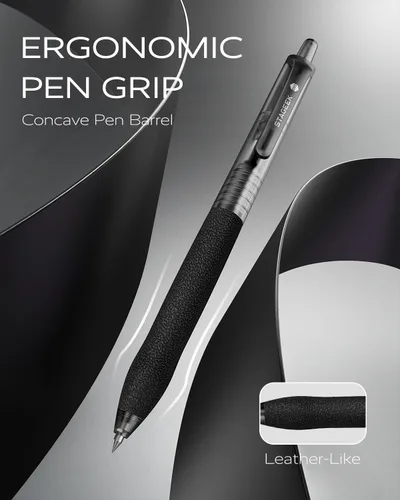 Vista 4 de STAGEEK 0.5mm Bolígrafos de Gel de Punta Fina de Escritura Suave, 12 Piezas de Bolígrafos de Tinta Negra, Bolígrafos de Gel Retráctiles de Aspecto