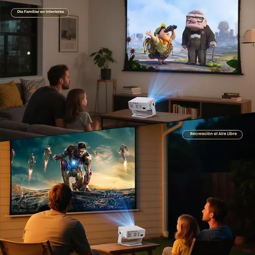 Vista 9 de Proyector con WiFi y Bluetooth, más de 1000 aplicaciones instaladas, enfoque electrónico y Keystone automático, zoom, nativo 1080P 650 ANSI
