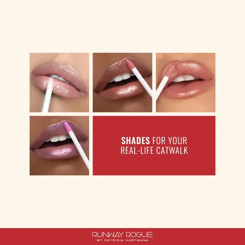 Vista 6 de Runway Rogue Brillo de labios clásico, brillo labial hidratante ultra transparente rosa perlado pálido, 'Bride in Show